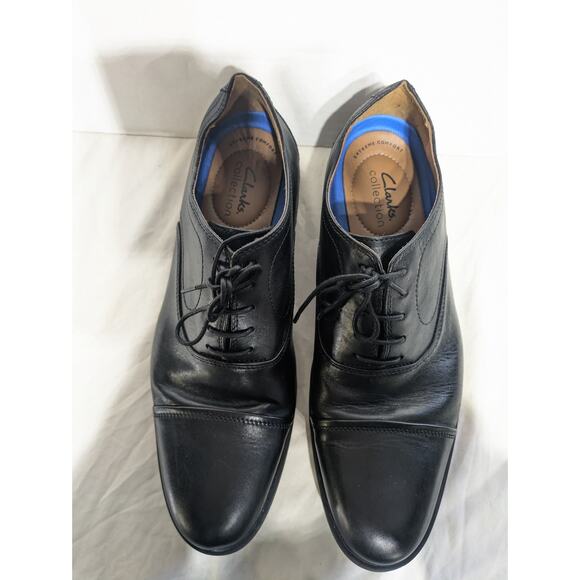 Clarks 15770 Black Leather Tilden Walk Lace Up Oxford Dress Shoes Mens Size 10.5 - Picture 4 of 9